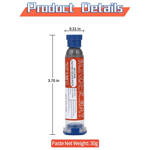Wonderway Sn42/Bi58 T4 Lead Free Solder Paste No Clean, 138¡É Melting Point (30g)