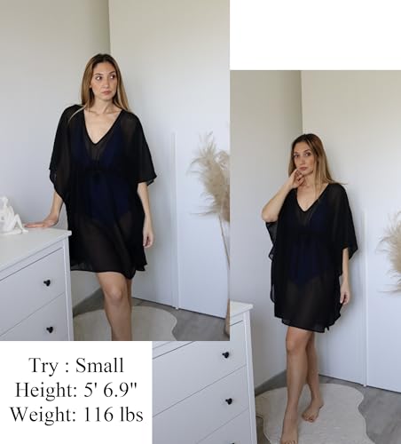 AI'MAGE Women's Black Beach Coverup Dress XL - Sexy Swimsuit Cover Up