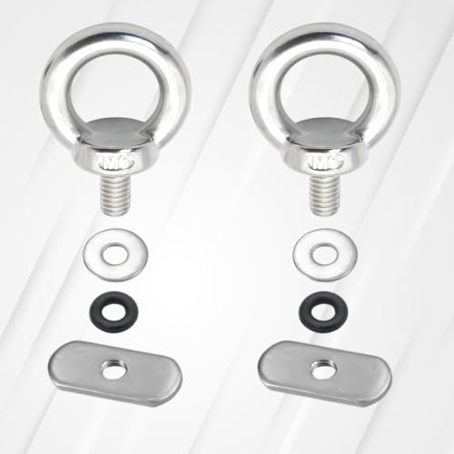 Kayak Track Eyelet Mounts - 316 Stainless Steel, 2 Pack - Silver