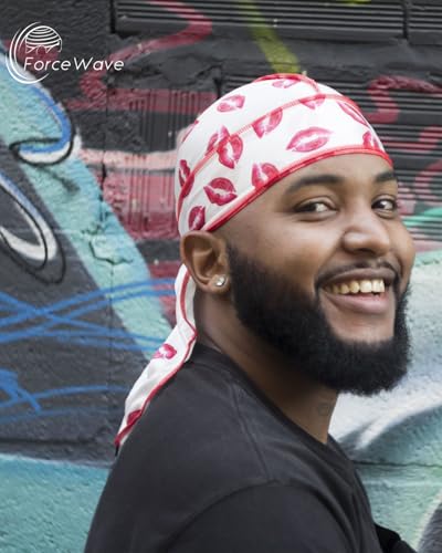 Silky Designer Durag with Kiss Pattern - 1pc