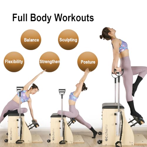 Pilates Combo Chair with Handles - Split Pedal Stability - Black