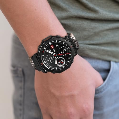 Elastic Woven Band for Amazfit T-Rex 3 - Black Magnetic Buckle Strap
