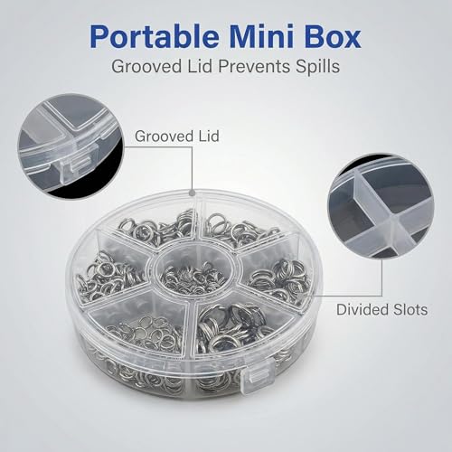 350pcs Fishing Split Rings Kit - 7 Sizes High Strength Steel - Silver