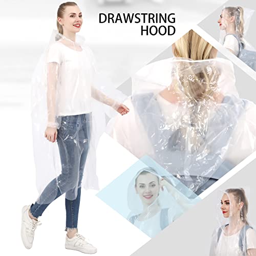 Disposable Rain Ponchos for Kids & Adults 4 Pack - Extra Thick, One Size