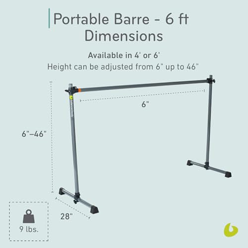 Portable Pilates Barre - 6 ft Home Gym Workout Equipment
