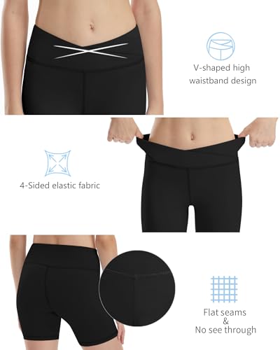 Youth Volleyball Compression Shorts - 5" Spandex Biker - Black, Medium