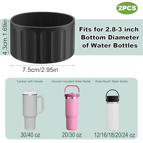 2-Pack Silicone Protective Boot for Water Bottles & Tumblers - Black