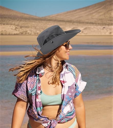Wide Brim Sun Hat for Men & Women - Medium Dark Grey