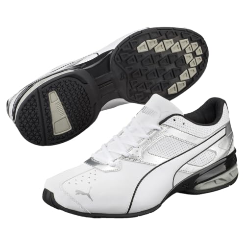 PUMA Men's Tazon 6 FM Shoes - White/Puma Silver/Puma Black (7) Knit Upper Sneaker