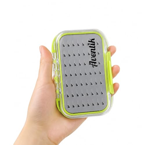 Fly Fishing Fly Box - Double Sided, Waterproof, Size A: 4.24x3.04x1.36inch - Green