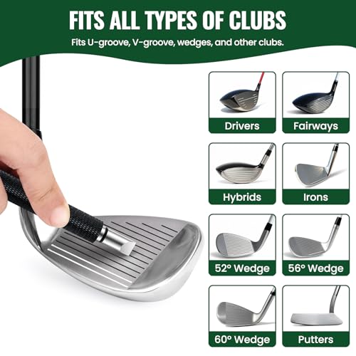 Golf Club Brush Cleaner with Groove Sharpener & 3 Heads