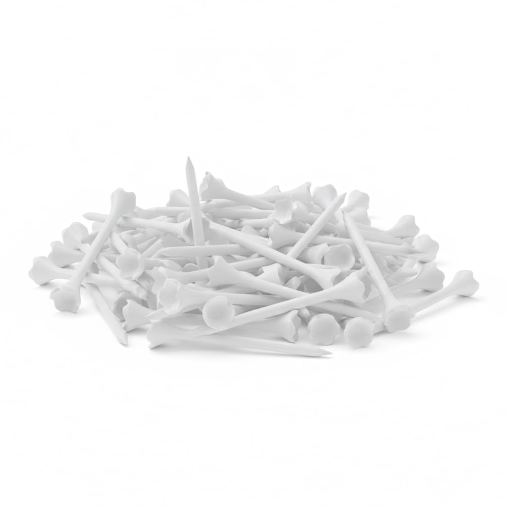 Hampton Distribution White Plastic Golf Tees, 100 Count, Golf Tees 3 1/4 Inch