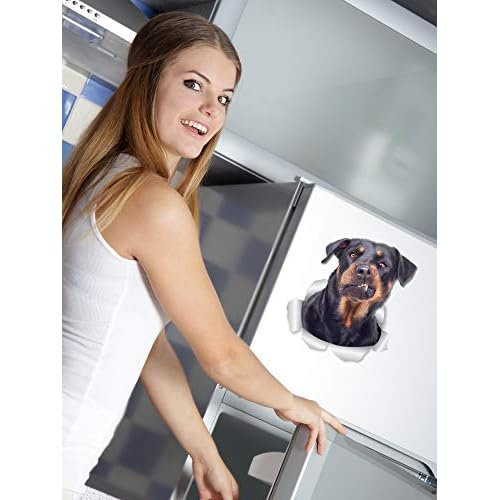 Winston & Bear 3D Funny Rottweiler Stickers - 2 Pack - Rottweiler Wall Decals - Dog Lover Gifts - Dog Stickers for Bedroom - Fridge - Toilet - Car - Retail Packaged