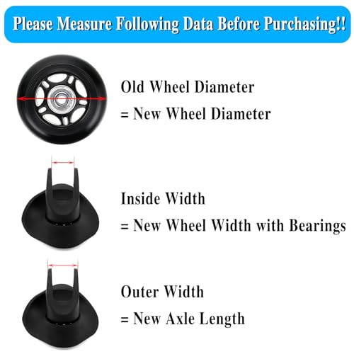 Luggage Replacement Wheels Kit - 75mm x 24mm, Set of 2