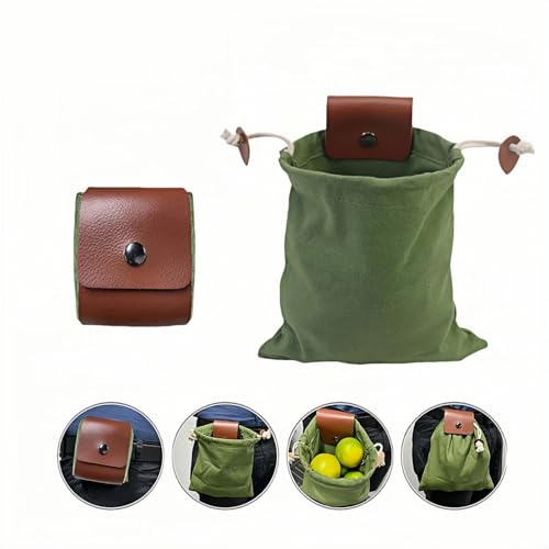 Foldable Waxed Canvas Foraging Bag - Hands-Free Waist Pack, 8.94x8.66"