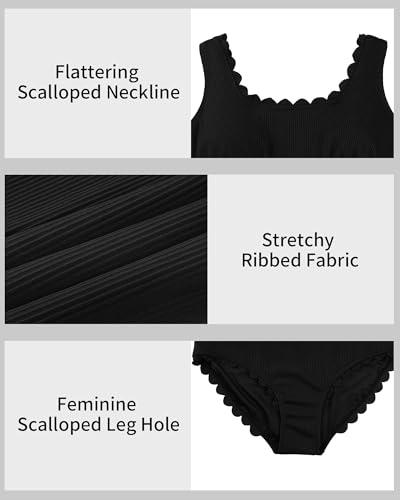 Charmo Plus Size Black One-Piece Tummy Control Swimsuit 2X for Women