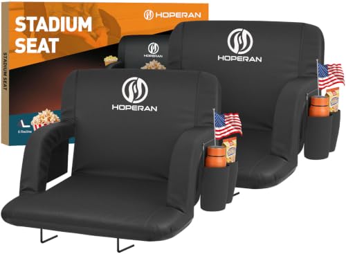 Extra Wide Stadium Seats with Back Support - Black 2PC