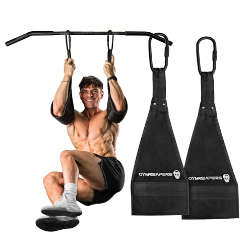 Hanging Ab Straps for Pull-Up Bar - Adjustable Padded Supports - Black