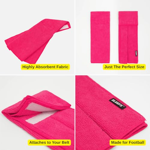 SLEEFS Pink Football Towel with Secure Belt Attachment - 14.5x4in, Cotton