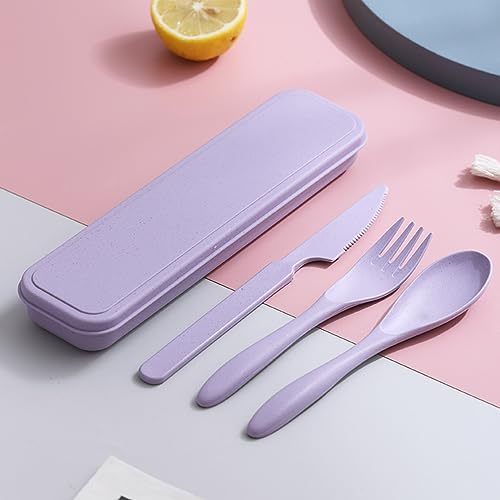 Eco-Friendly Reusable Travel Utensils Set - Purple Case
