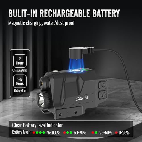 700 Lumens Red Laser Light Combo, Slidable Tactical Flashlight Compatible with Picatinny Rail,Magnetic Rechargeable (Red)