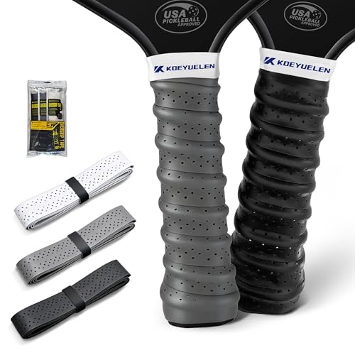 Ribbed Pickleball Overgrip Tape - Non-Slip Sweat-Wicking - 3 PCS Black/White/Gray