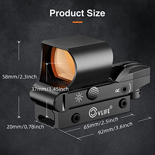 40mm Red Dot Reflex Sight with 4 Reticle Options and 8 Brightness Settings