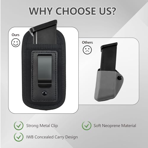 2 Pack Universal Magazine IWB Pouch Concealed Carry 9mm .40 .45 .380