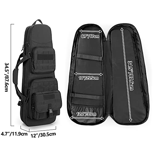 DSLEAF 32-Inch Double Rifle Case Tactical Backpack with Pockets - Black