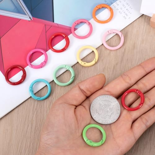 Round Spring O Rings - 10 Pcs Mixed Color 25mm Keyring Clips