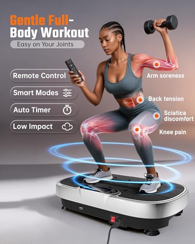3D Vibration Plate Exercise Machine - Silver & Black, 455lbs Capacity