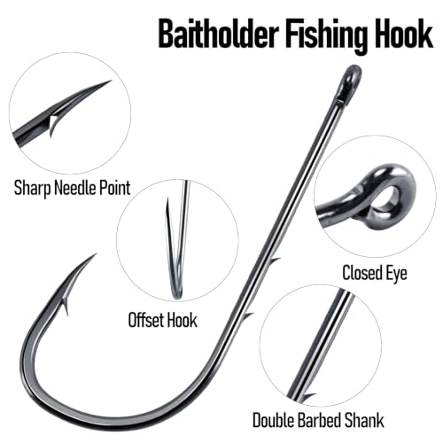100 Pack Baitholder Fishing Hooks - Straight Shank 4# Size
