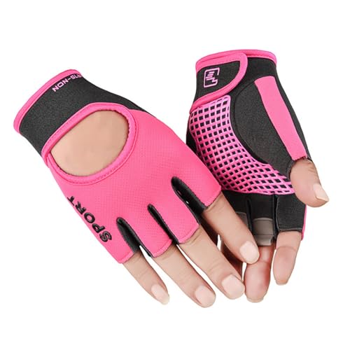 Breathable Workout Gloves for Weight Lifting and Cycling - Rose Red, Medium