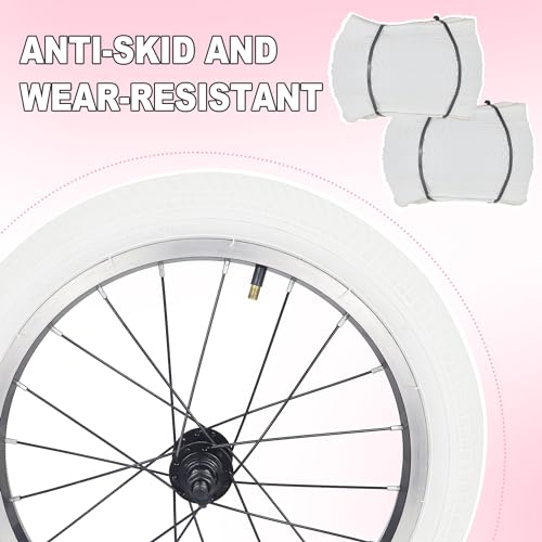 Balinge 16x2.125 Kids Bike Tire - White, 2 Pack, Foldable Replacement for 14/16/20 Inch Bikes