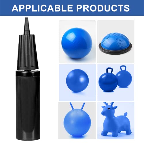 Exercise Ball Pump - Hand Air Pump for Yoga Ball with 10 Plugs - Black