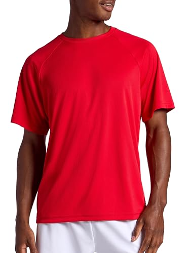 Head Flex Raglan Crewneck T‑Shirt for Men, Standard Fit, Lightweight Mesh – True Red (Medium)