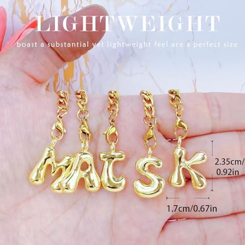 Gold Bubble Letter T Charm for Water Bottles and Bags - Initial Pendant