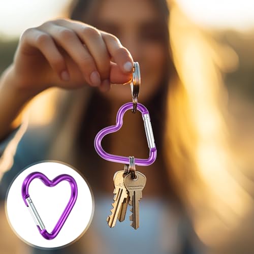 Heart Shaped Snap Clip - Durable Keychain Clip - Purple