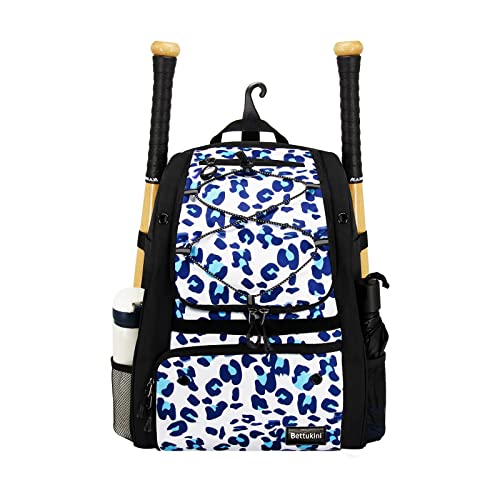 Bettukini Leo-Print Youth Softball Bag Baseball Equipment Backpack with Shoes Compartment