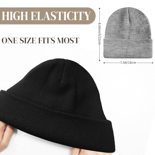 Knit Cuffed Beanie for Men & Women - Black, One Size