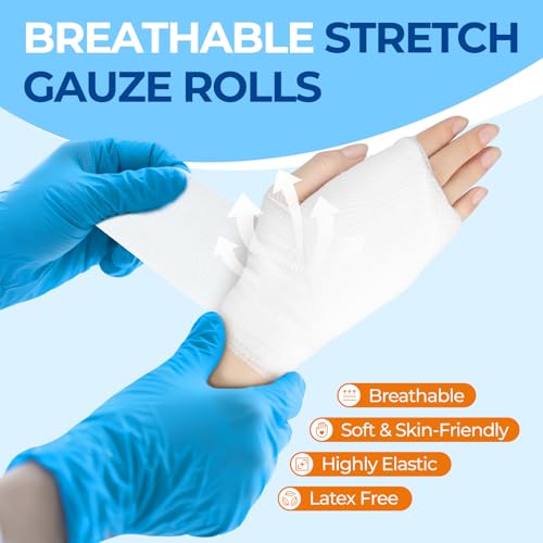 Sterile Conforming Stretch Gauze Bandage Rolls - 2 inch x 4.1 Yards, 12 Pack