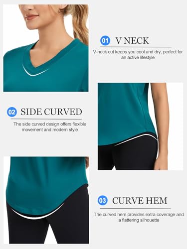 Women's V-Neck Athletic T-Shirt - Moisture Wicking Workout Top