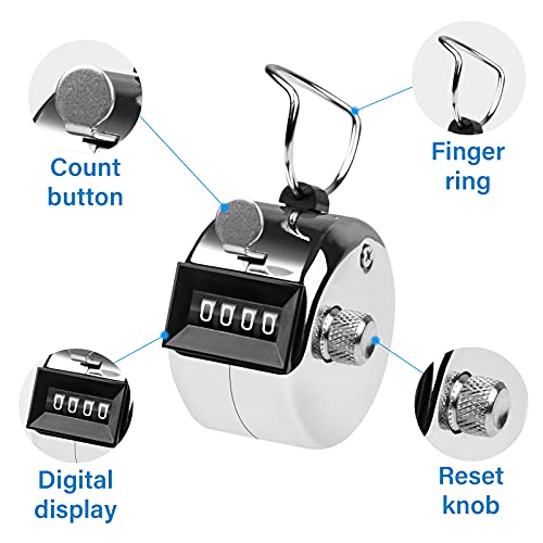 4-Digit Hand Tally Counter - Metal Clicker for Knitting, Coaching, Golf, Fishing - A-1 Piece
