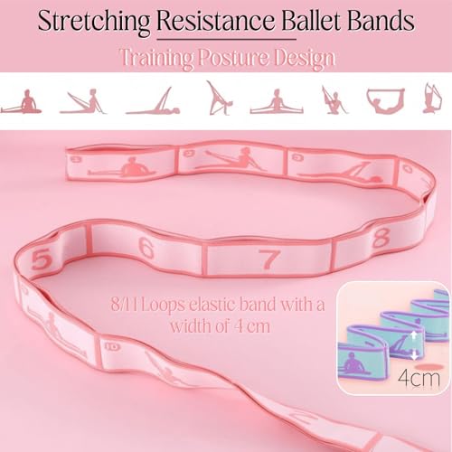 Multi-Loop Stretch Band - Yoga, Pilates, Ballet - Pink - 11 Loops
