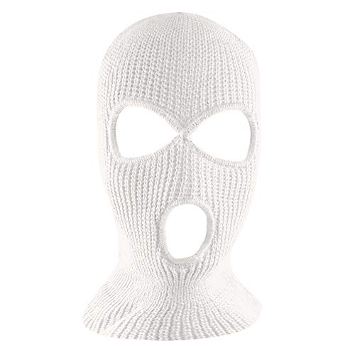 Thermal Knit Ski Mask - Full Face Cover - One Size - White