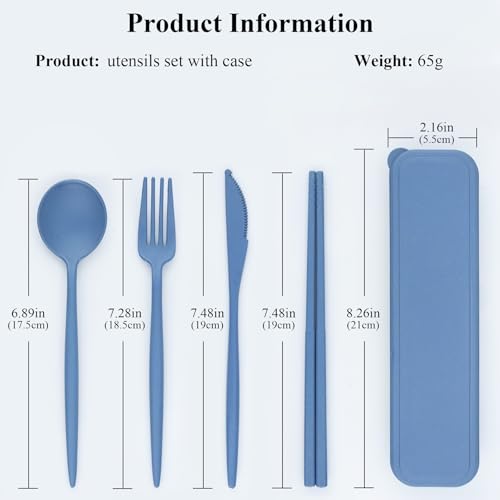 Reusable Travel Utensils Set - 4 Color Portable Cutlery Case