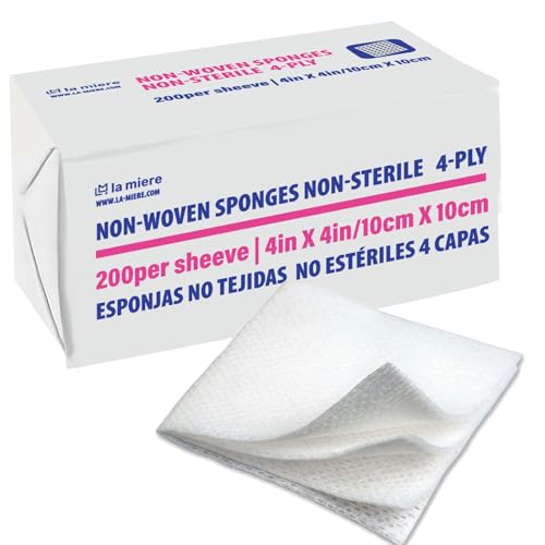 200 Pack Non-Sterile 4"x4" Non-Woven Medical Sponges - 4-Ply