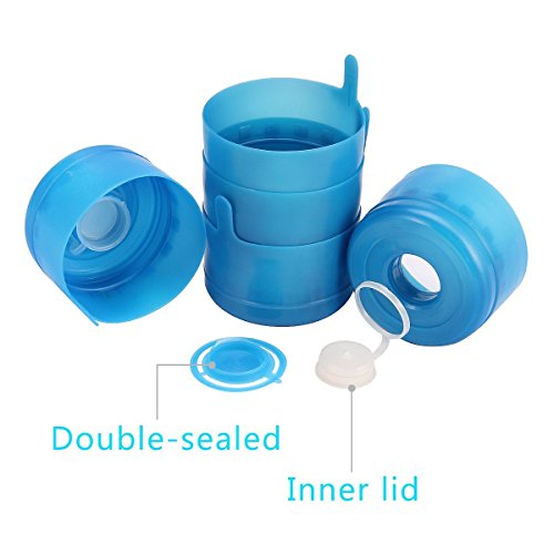 55mm Non-Spill Water Bottle Caps for 3 and 5 Gallon Jugs - 5 Pack