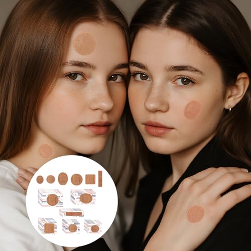 Sinbana 120 Pcs Small Adhesive Bandages Set, 6 Shapes – Round, Oval, Square for Face & Minor Wounds