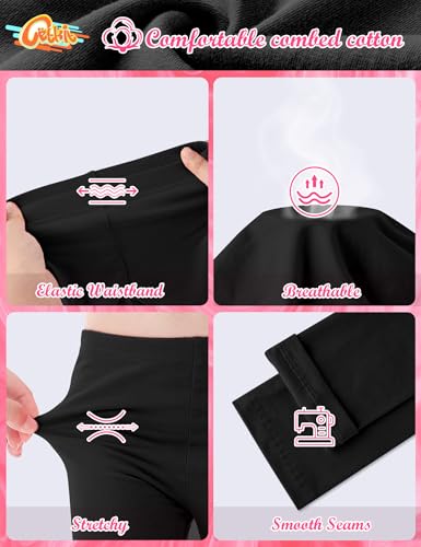 Girls Cotton Footless Leggings for Toddler & Kids - Black, Size 8-10Y